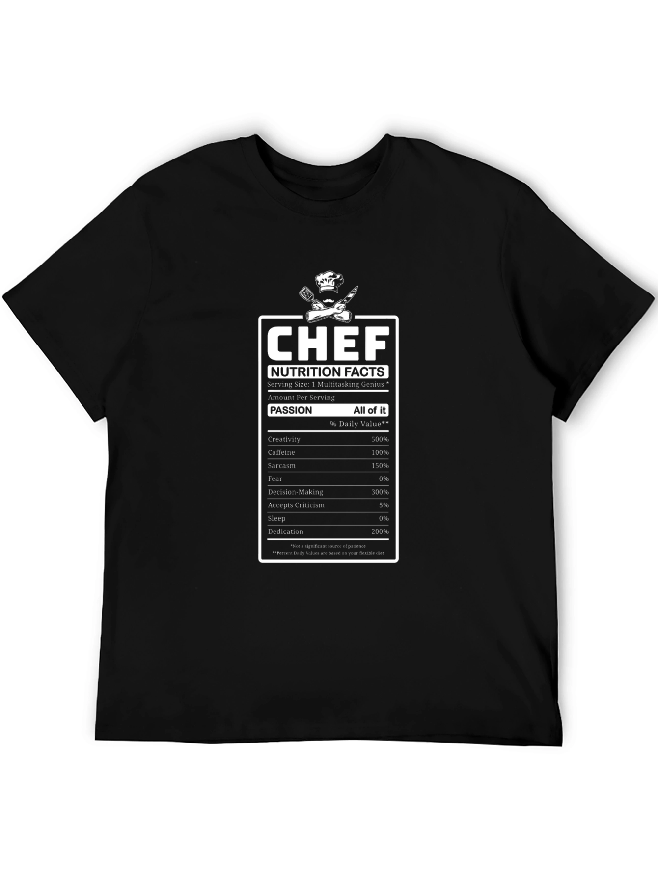 Chef Nutrition Facts Graphic Tee - Black
