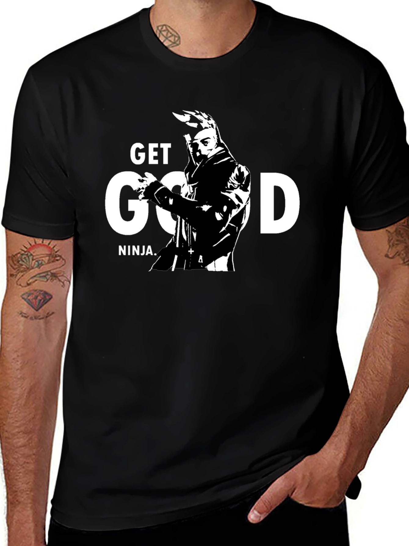 Get Good Ninja Graphic T-Shirt - Stylish Black Tee