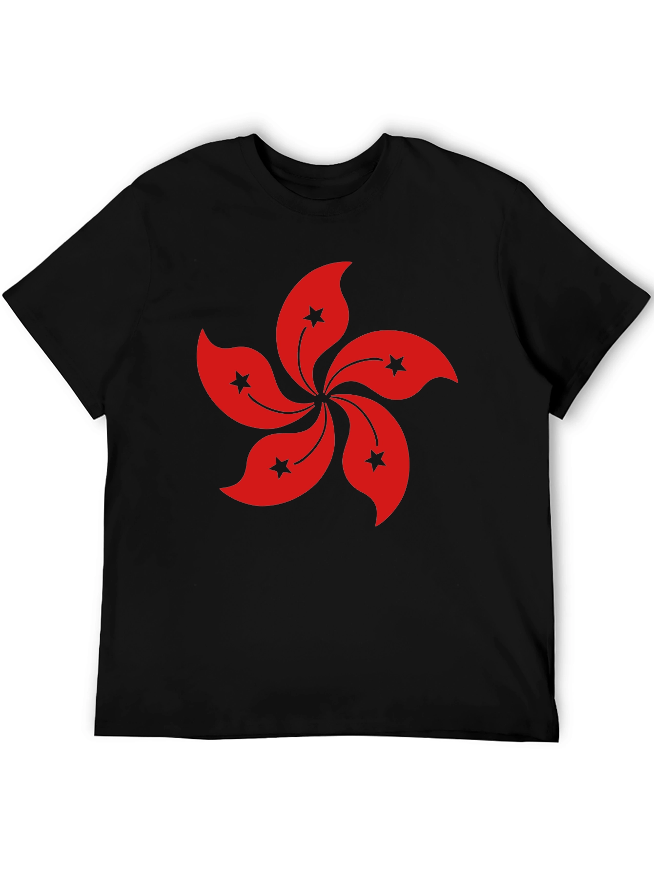 Hong Kong Flower T-Shirt - Black Cotton Blend