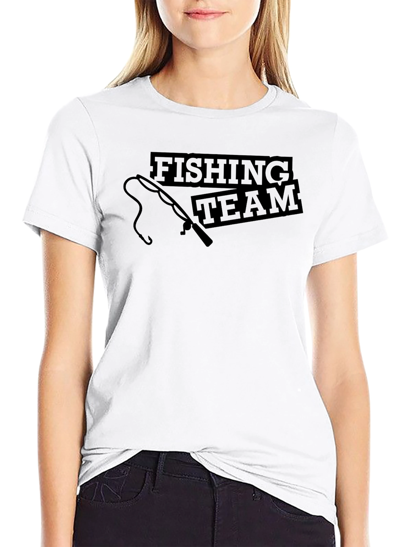 Fishing Team Graphic Print Crew Neck T-Shirt