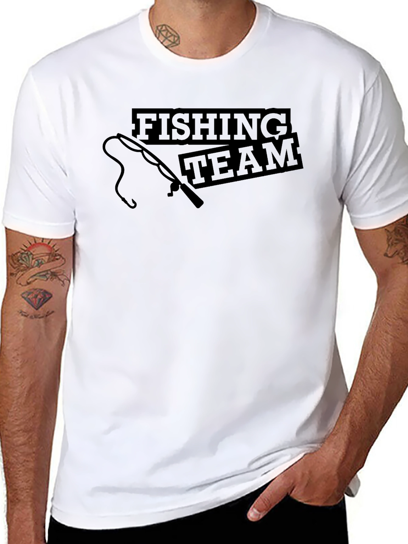 Fishing Team Graphic Print Crew Neck T-Shirt