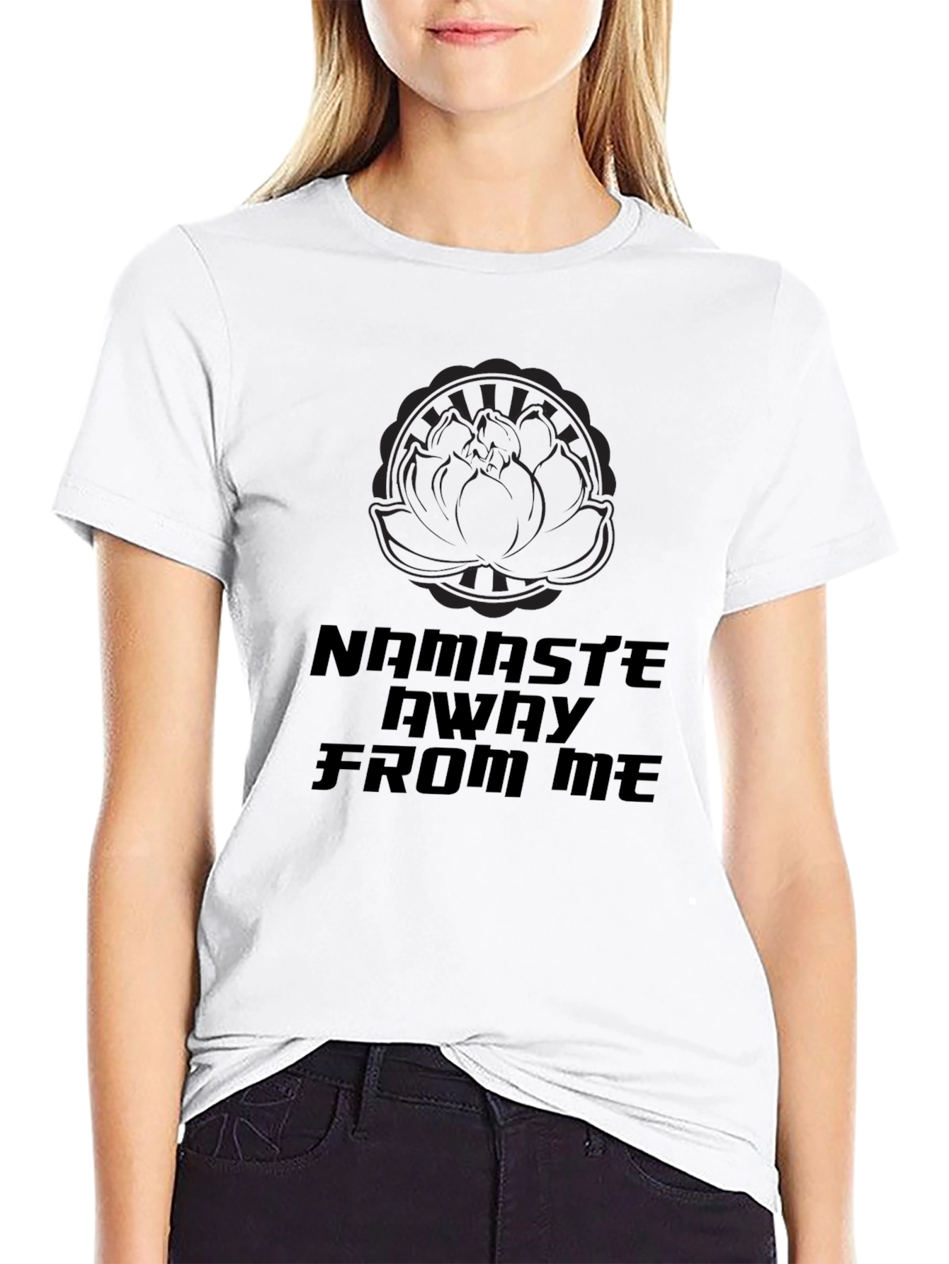 Namaste Away From Me Black Graphic T-Shirt