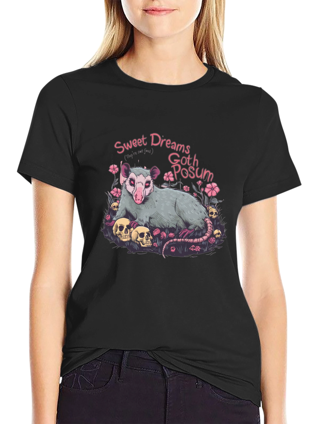 Goth Possum Graphic T-Shirt - Sweet Dreams