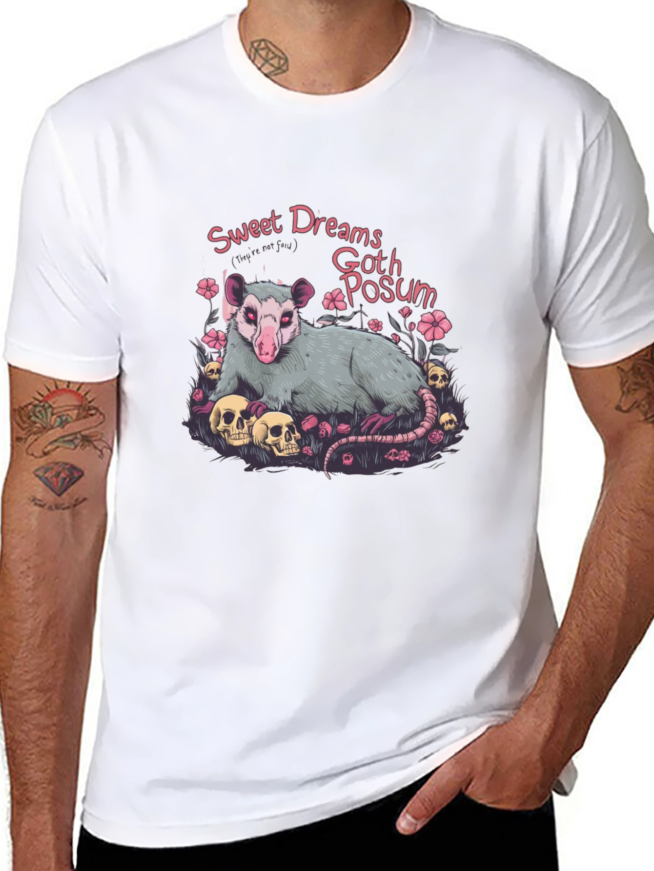 Goth Possum Graphic T-Shirt - Sweet Dreams