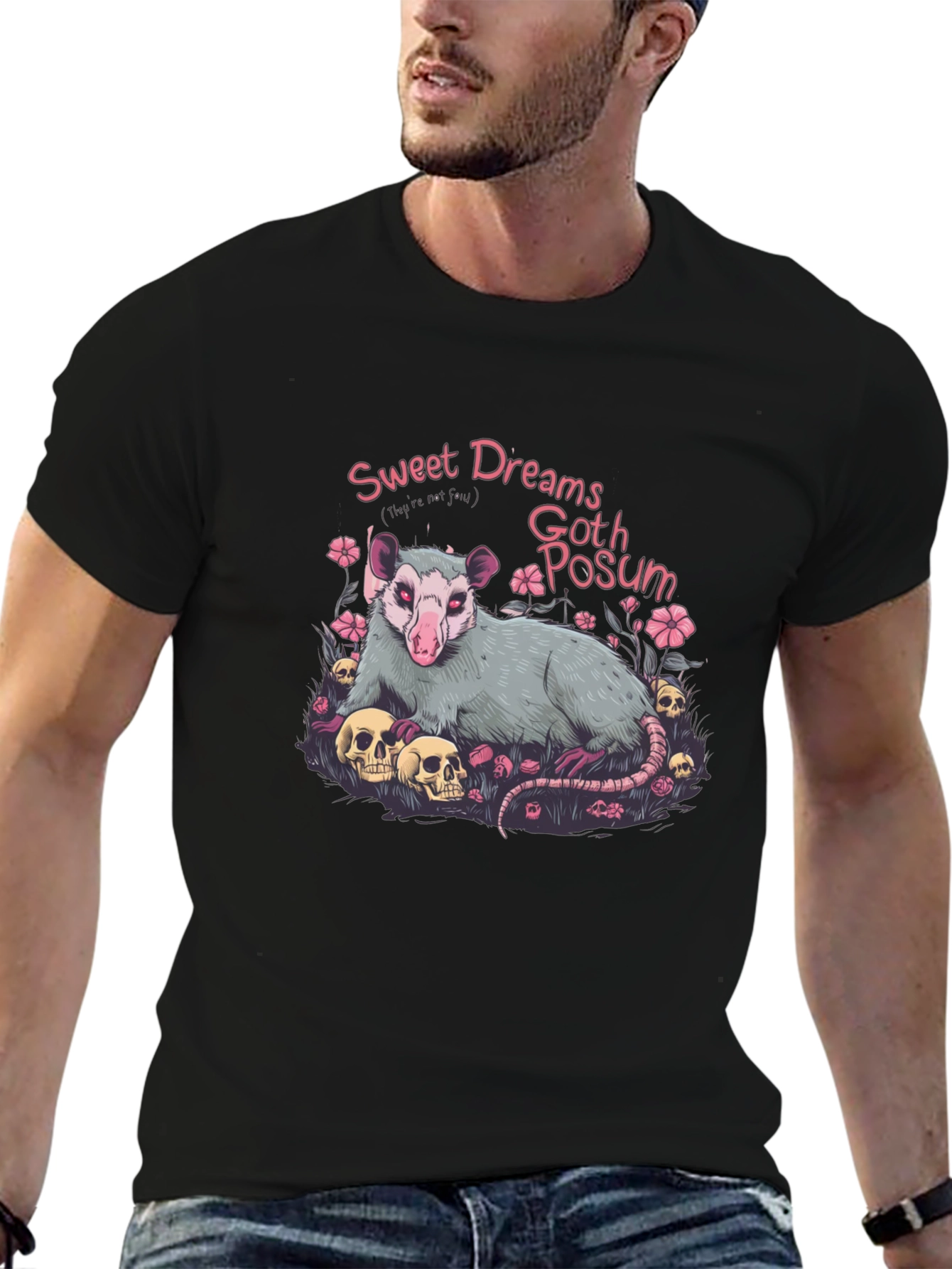 Goth Possum Graphic T-Shirt - Sweet Dreams