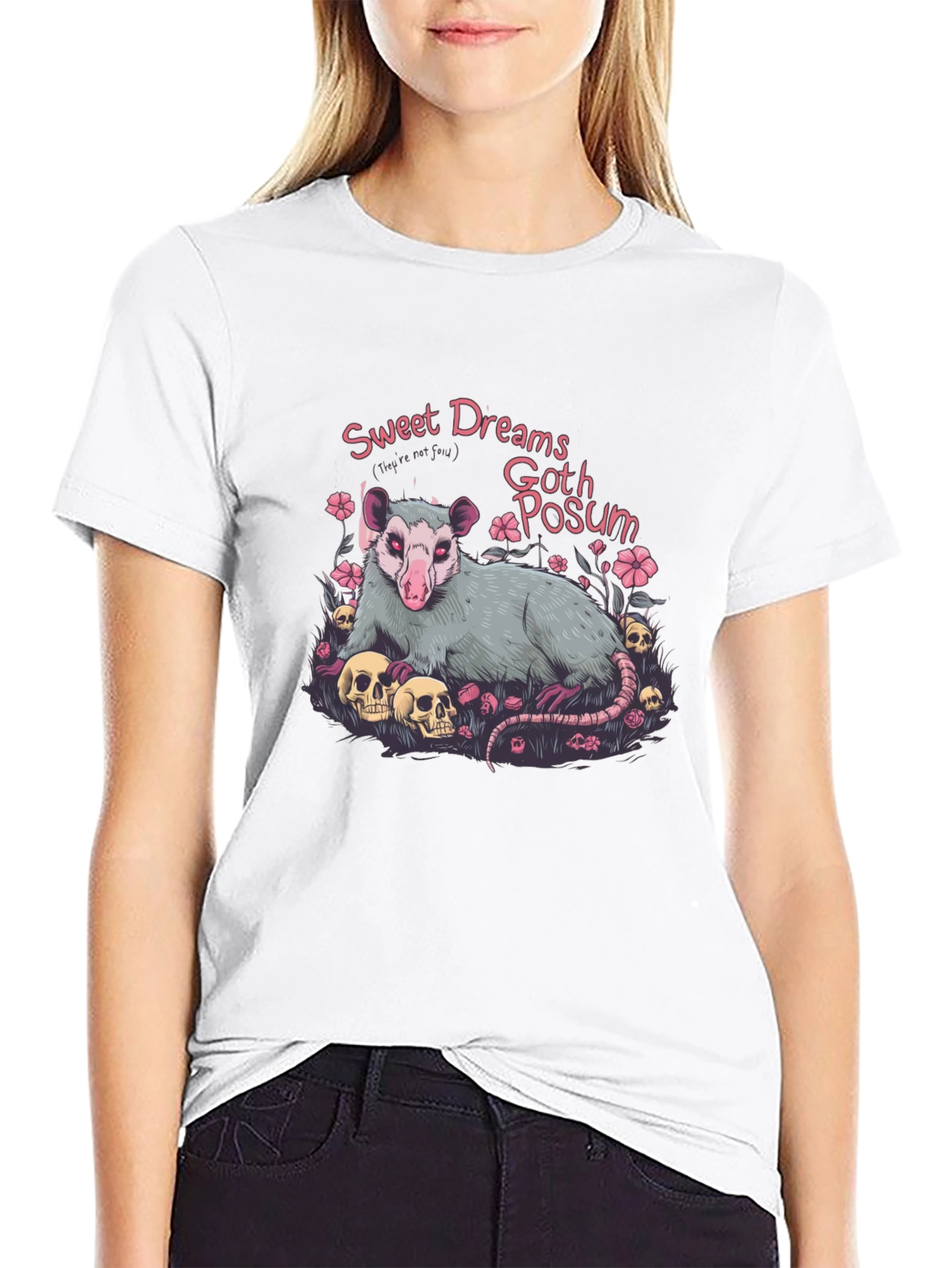 Goth Possum Graphic T-Shirt - Sweet Dreams