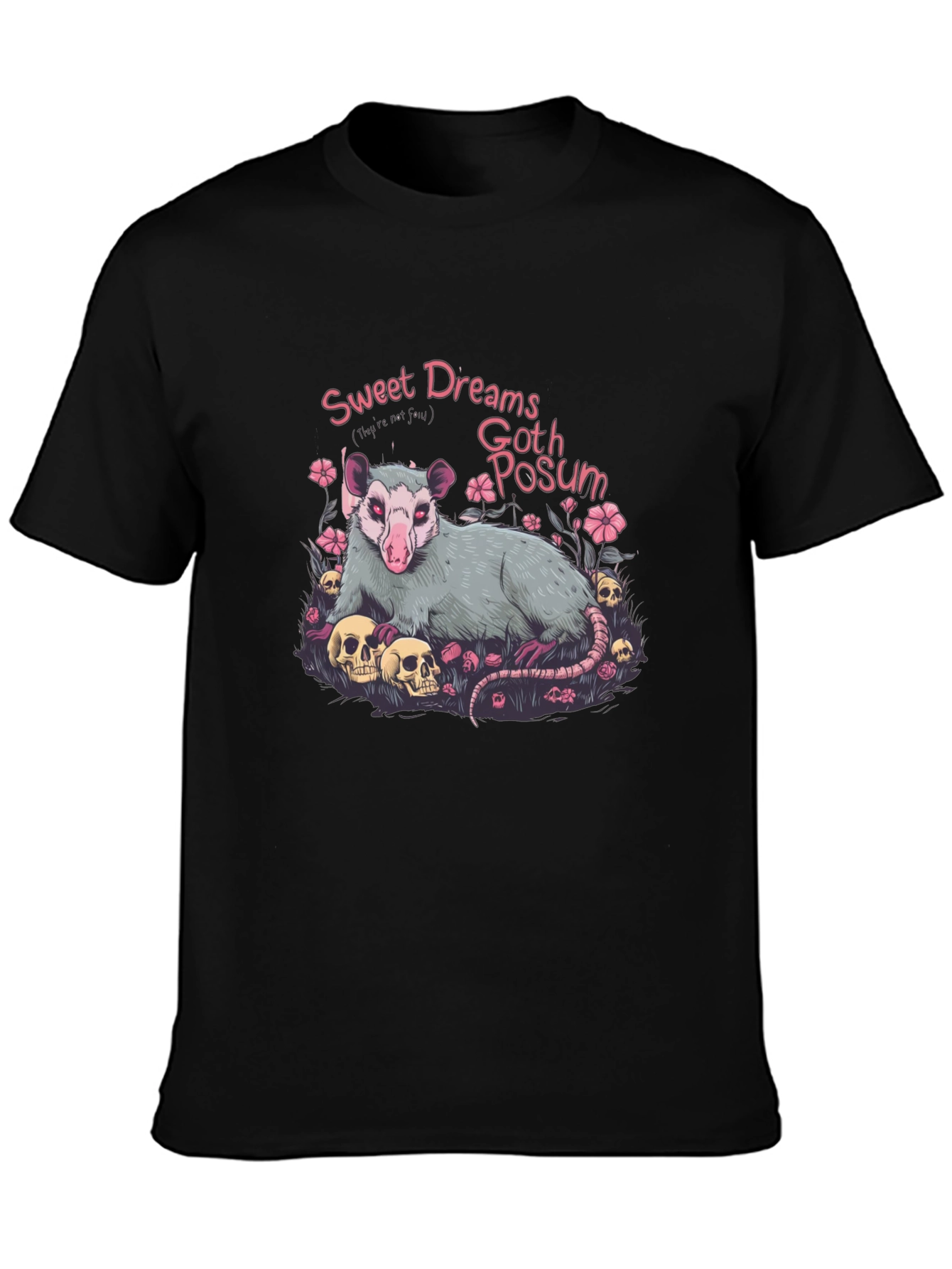 Goth Possum Graphic T-Shirt - Sweet Dreams