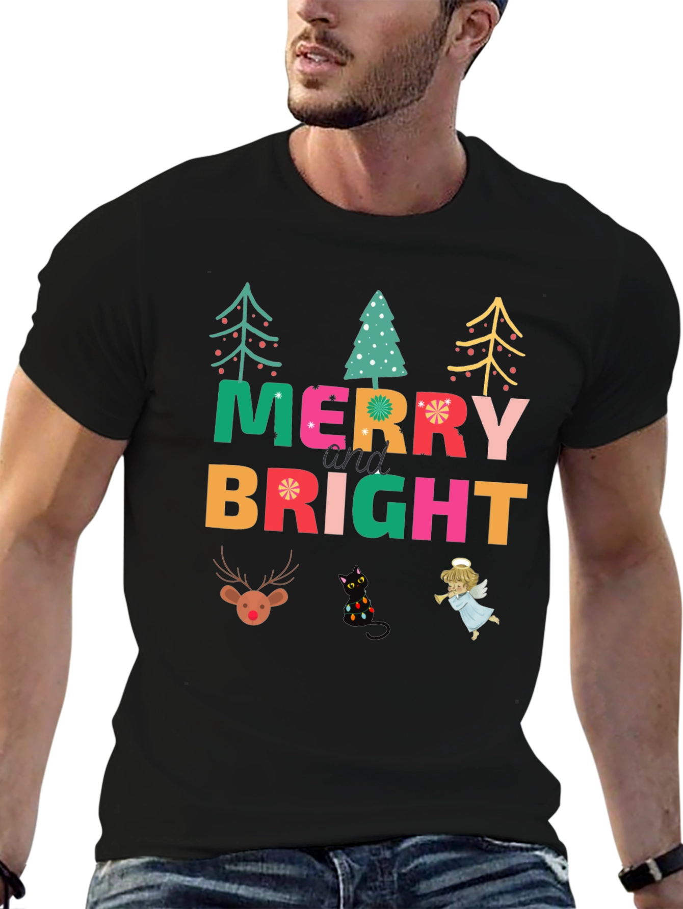 Merry & Bright Christmas Graphic T-Shirt