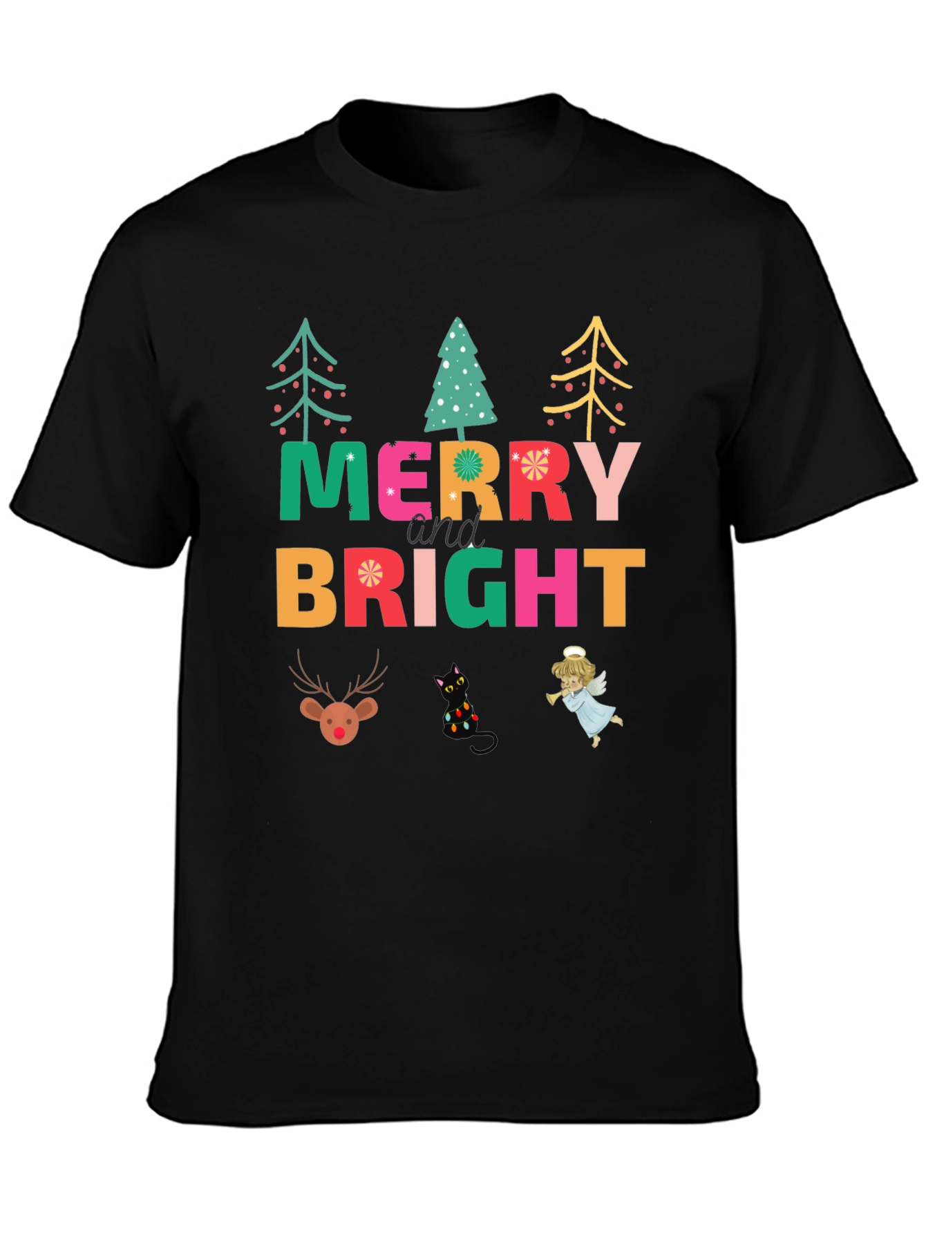 Merry & Bright Christmas Graphic T-Shirt