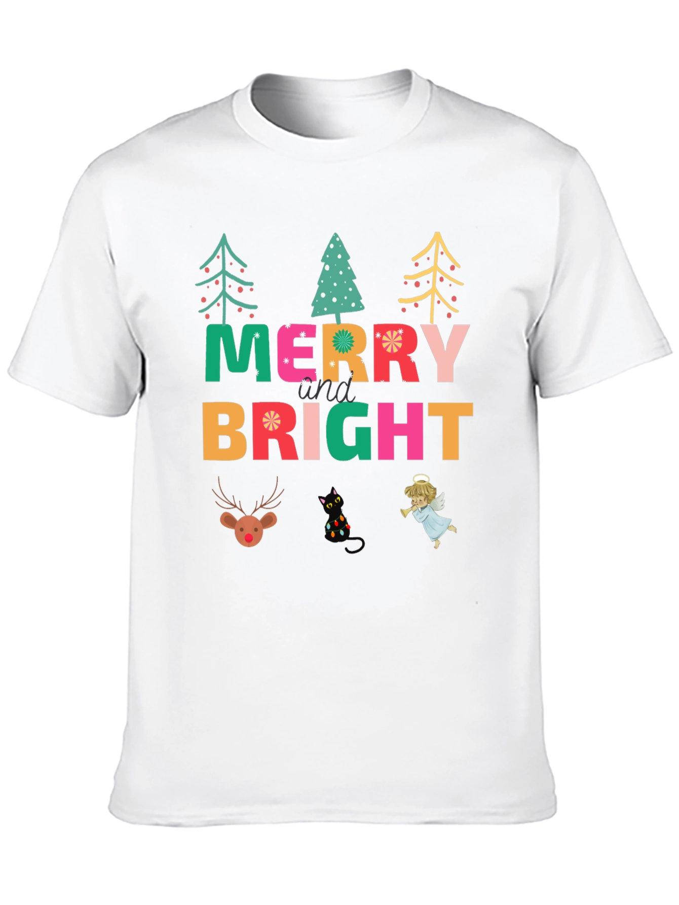 Merry & Bright Christmas Graphic T-Shirt