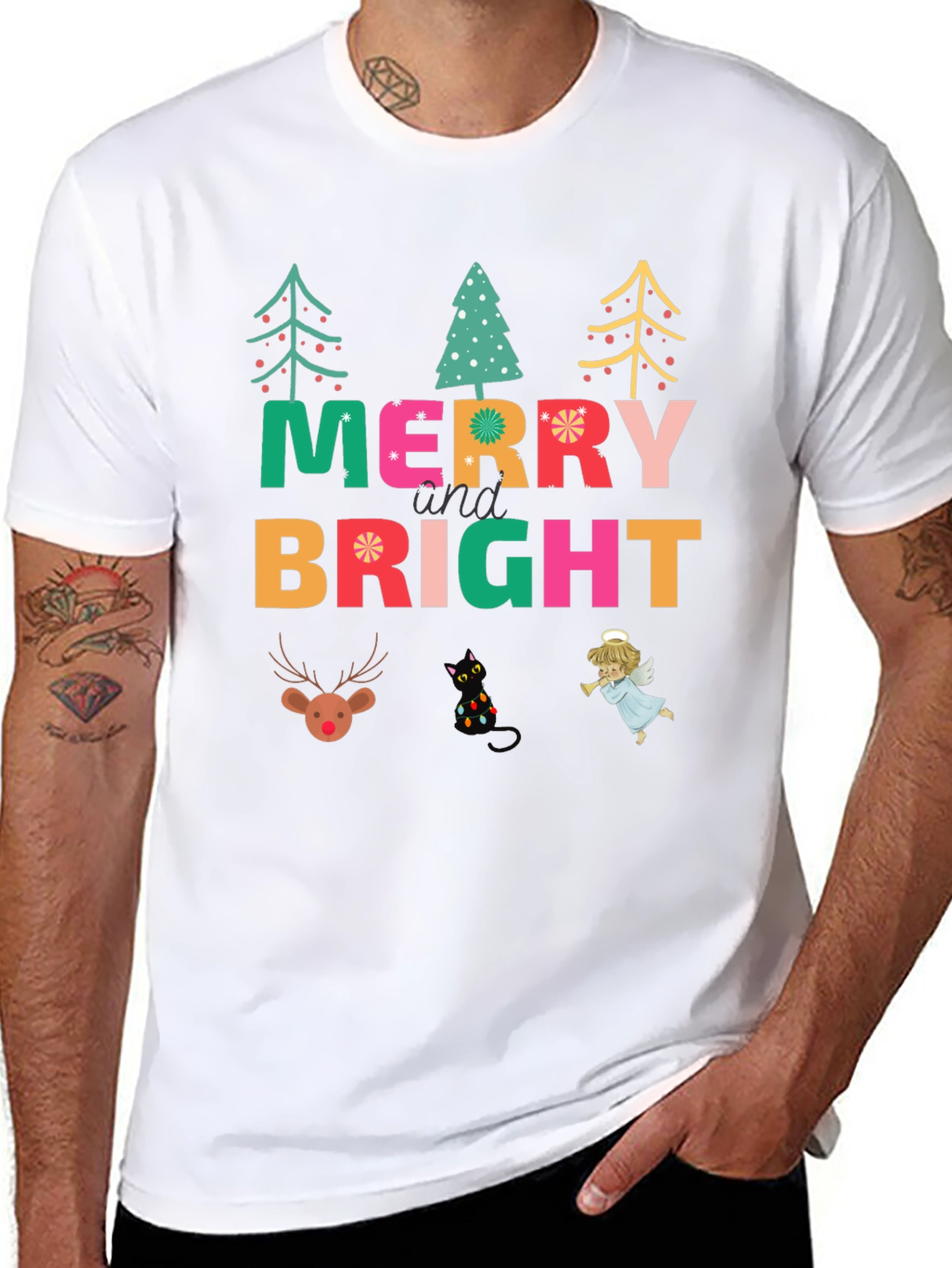 Merry & Bright Christmas Graphic T-Shirt