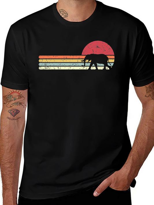 Retro Elephant Sunset Graphic Tee