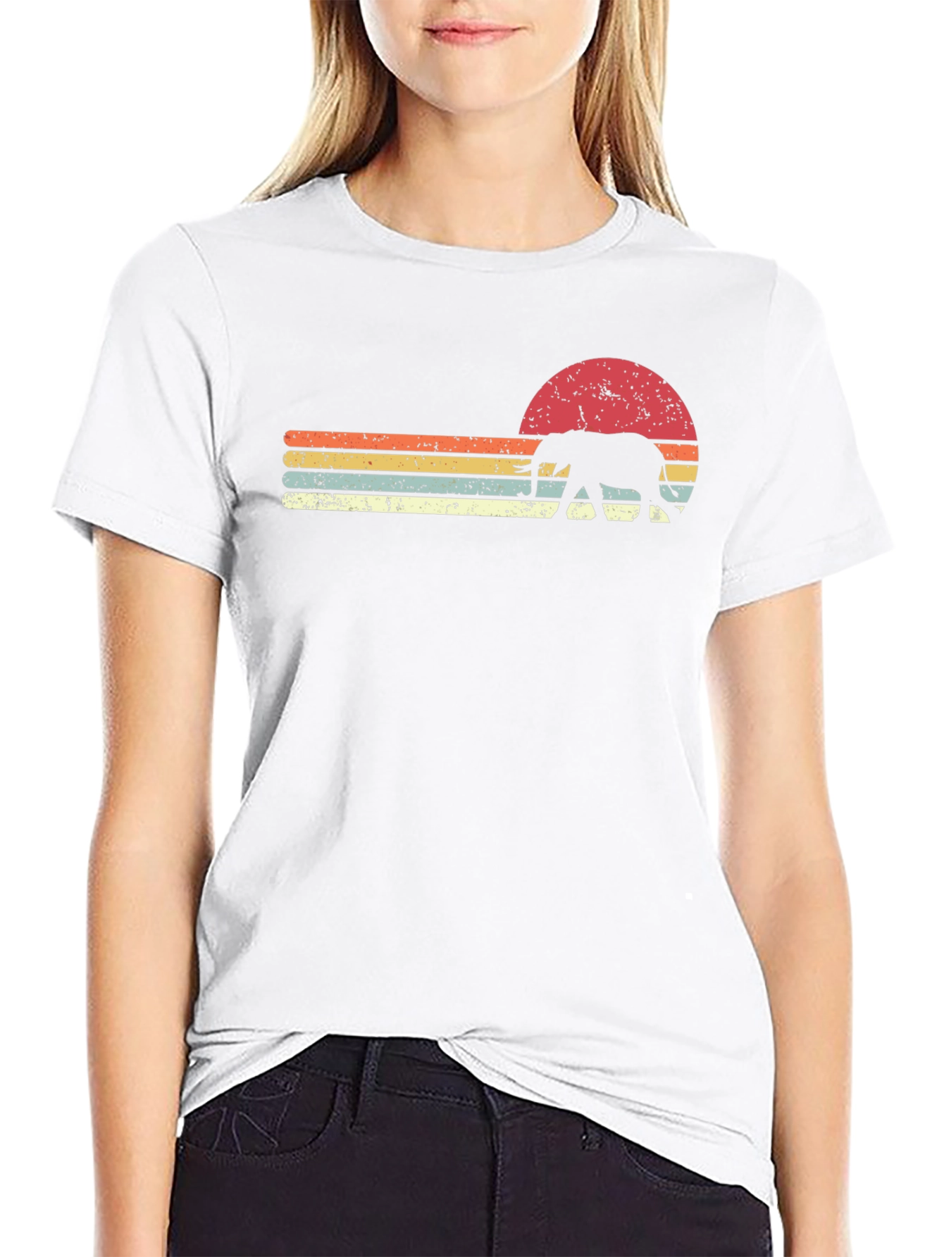 Retro Elephant Sunset Graphic Tee