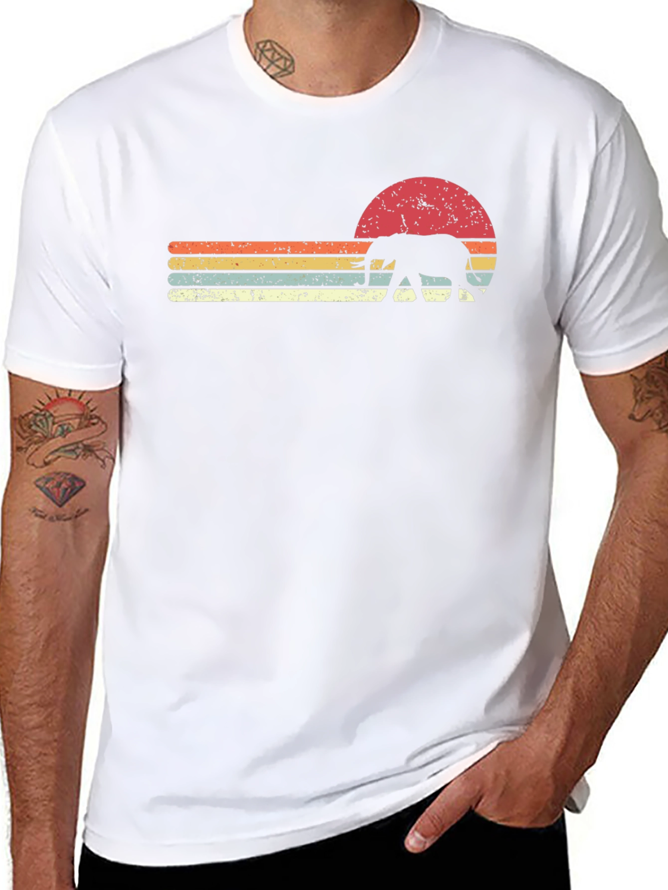 Retro Elephant Sunset Graphic Tee