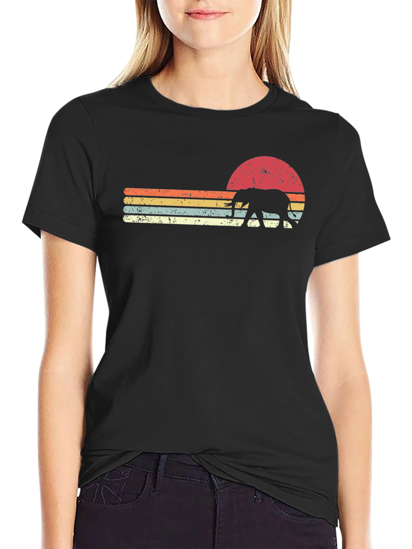 Retro Elephant Sunset Graphic Tee