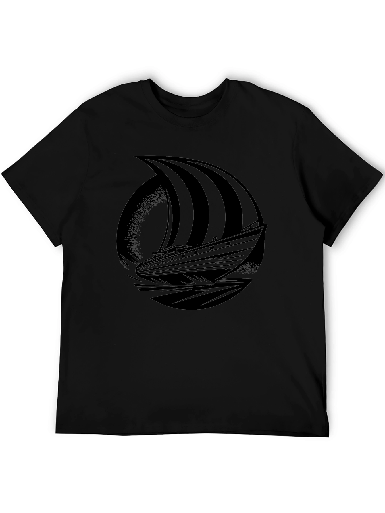 Black Viking Ship Graphic Tee