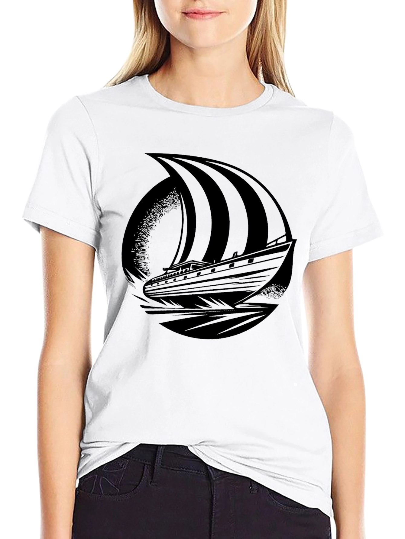 Black Viking Ship Graphic Tee