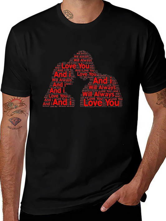 I Love You Word Art Design Black T-Shirt