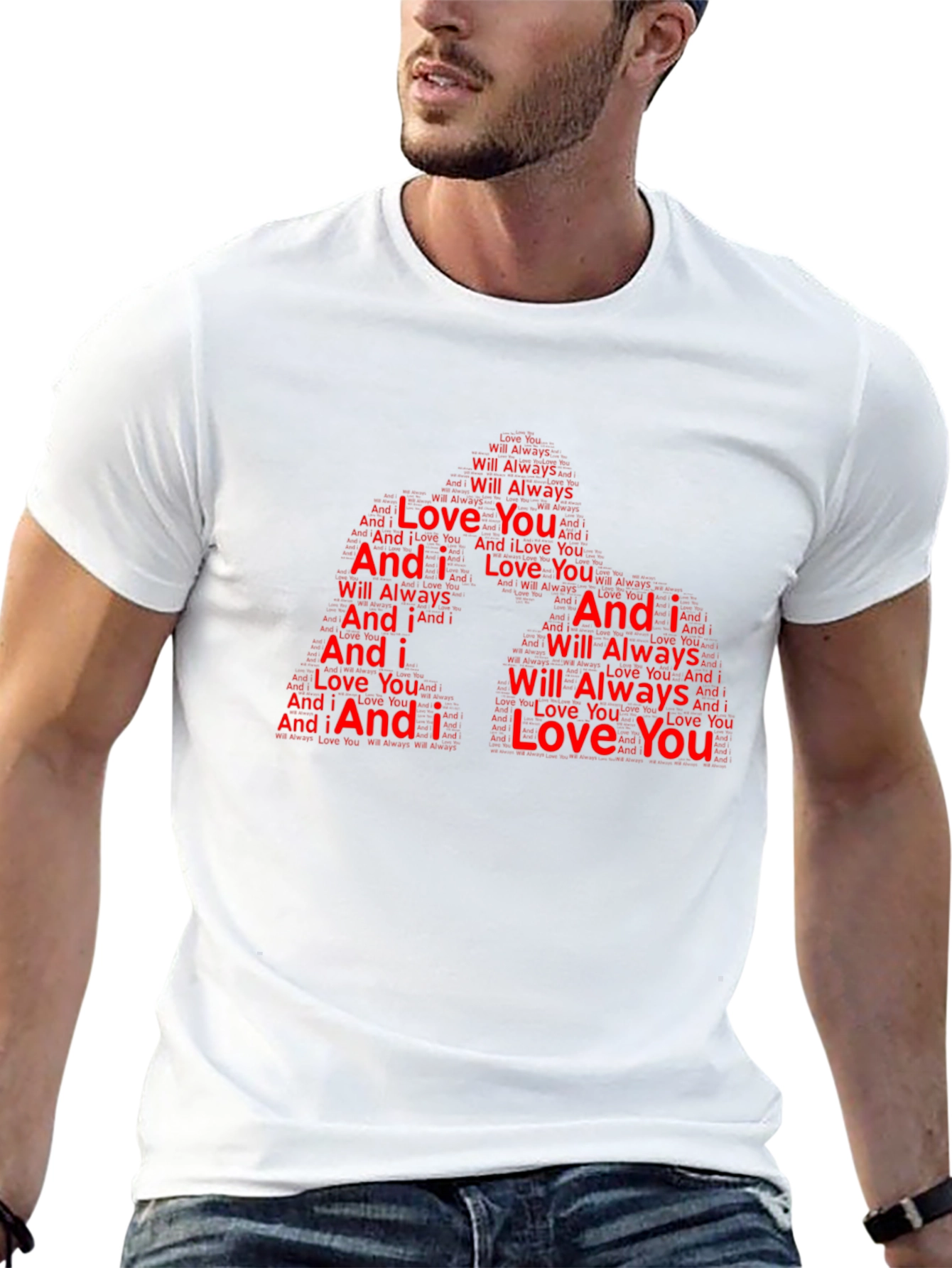 I Love You Word Art Design Black T-Shirt