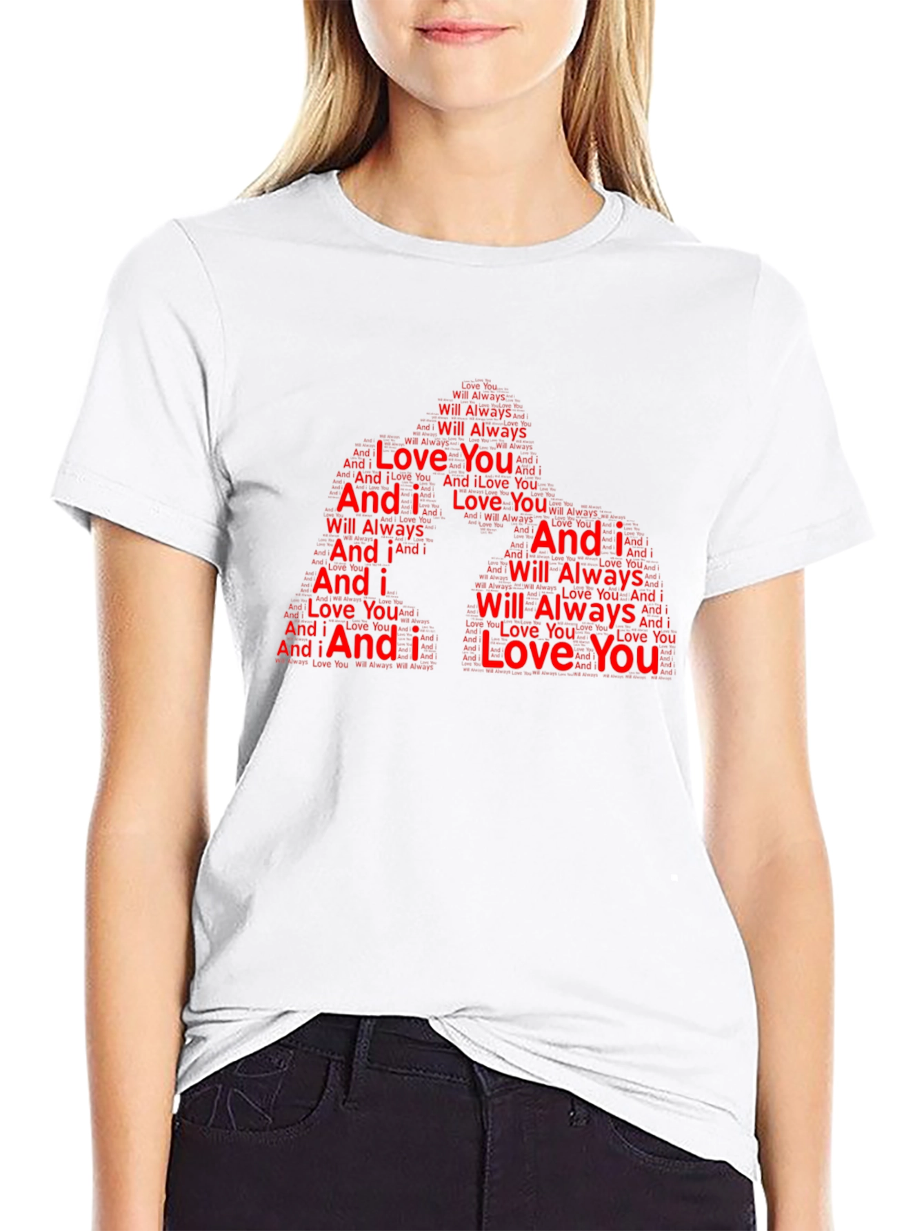 I Love You Word Art Design Black T-Shirt
