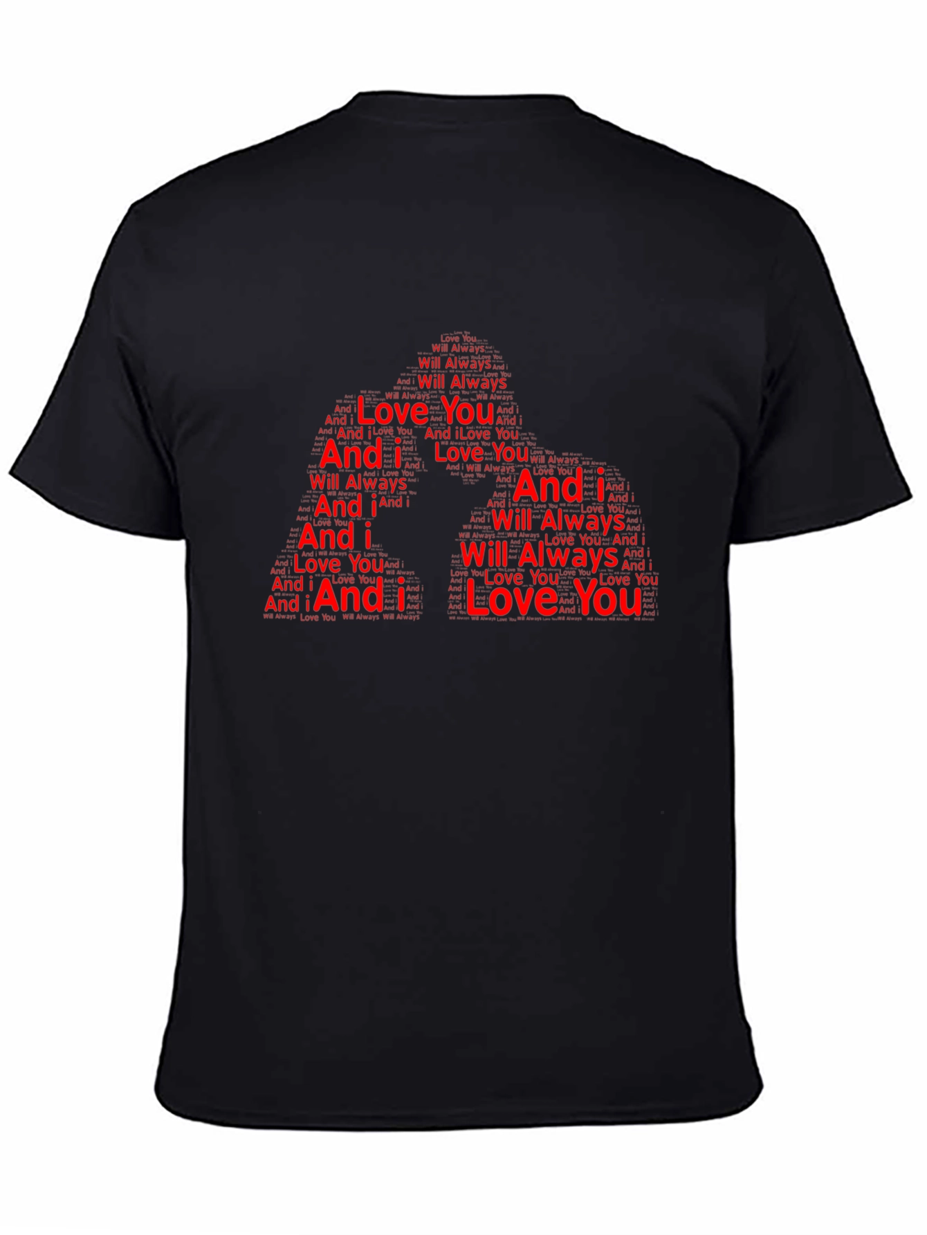 I Love You Word Art Design Black T-Shirt