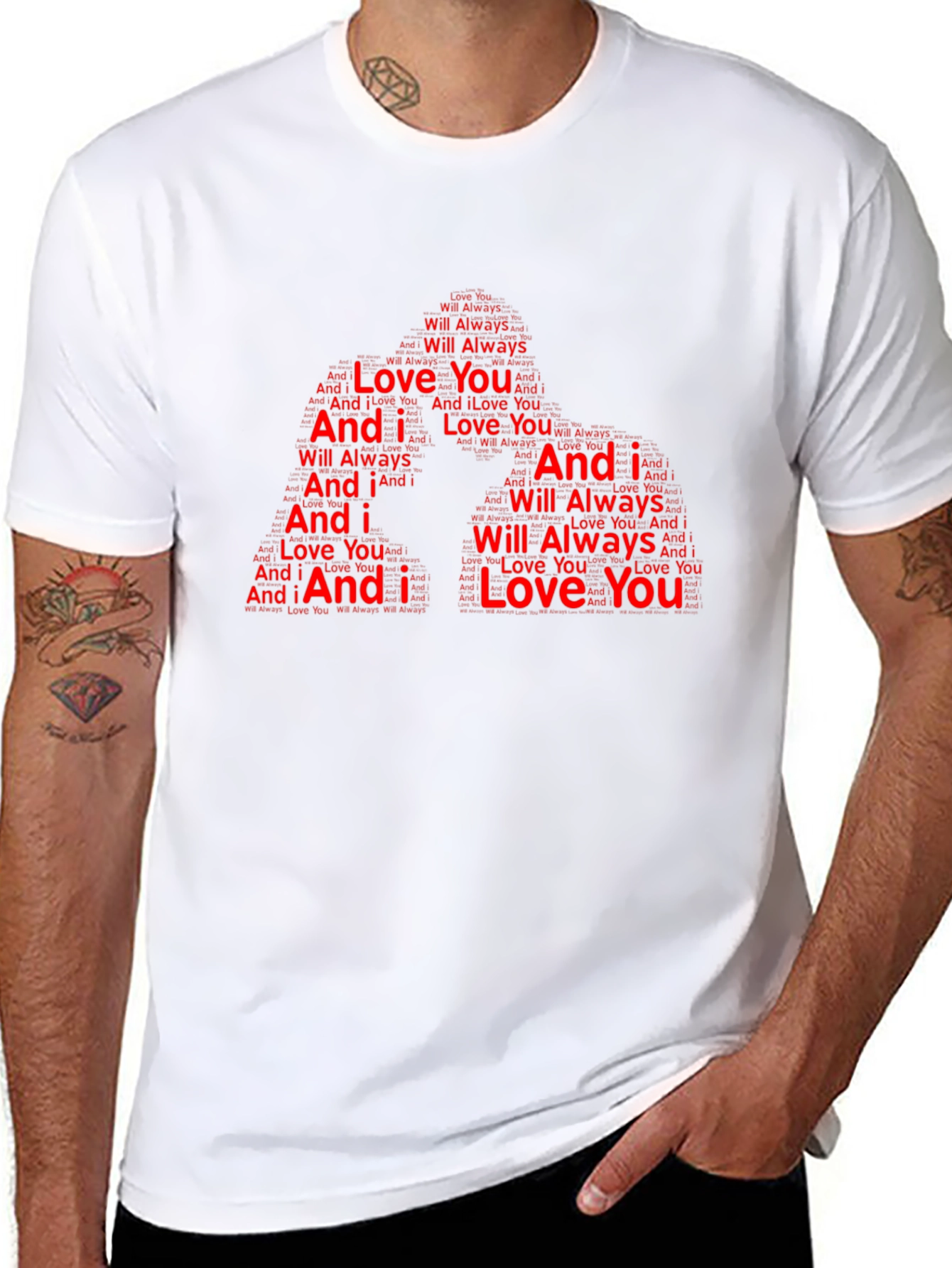 I Love You Word Art Design Black T-Shirt