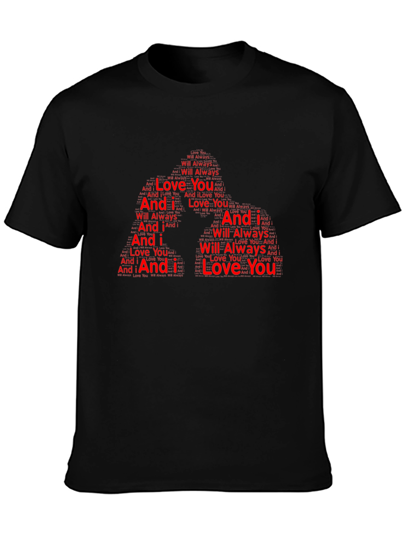 I Love You Word Art Design Black T-Shirt