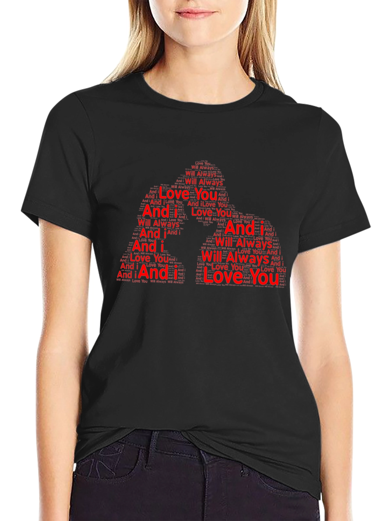 I Love You Word Art Design Black T-Shirt