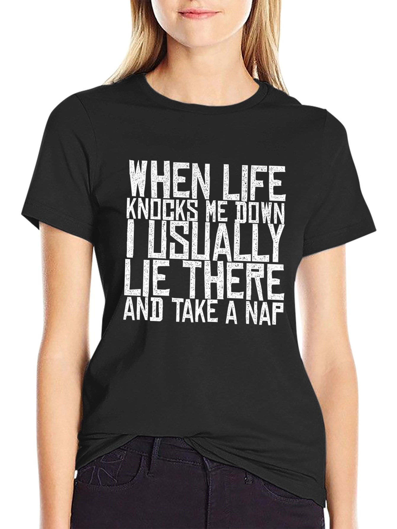 Funny Nap T-Shirt - When Life Knocks Me Down