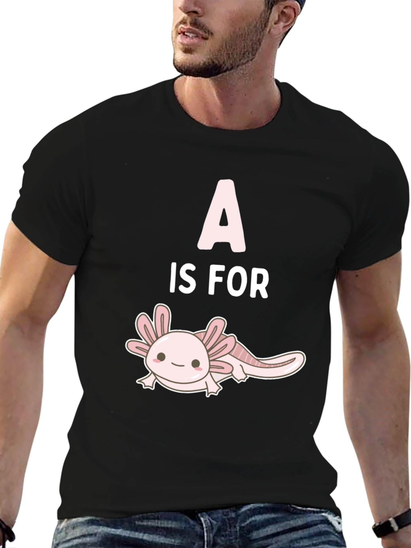 Axolotl A is For Cute Black T-Shirt