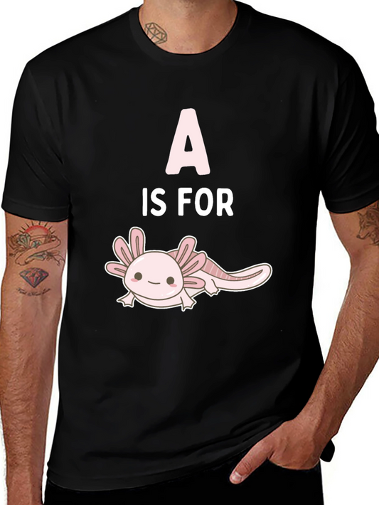 Axolotl A is For Cute Black T-Shirt
