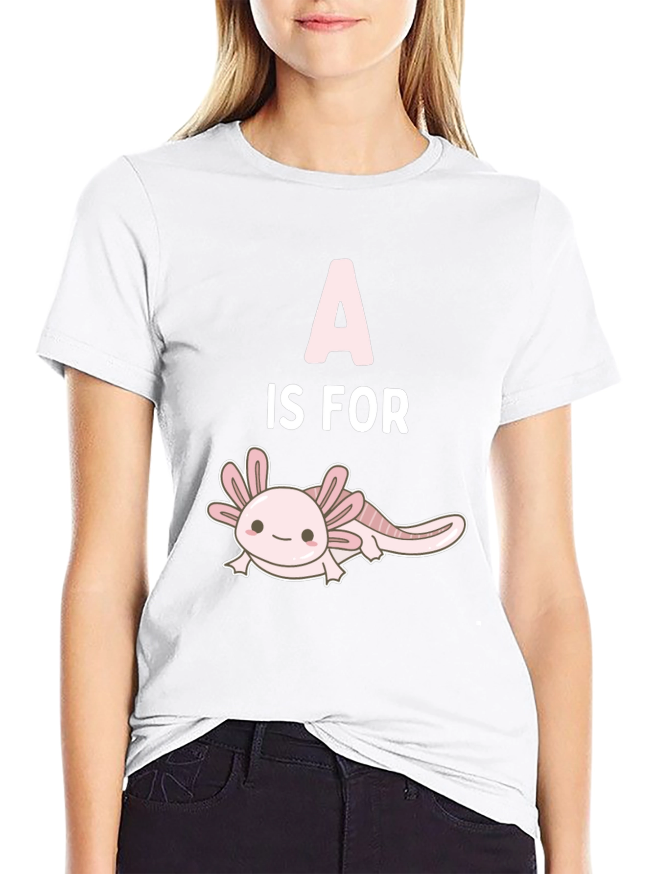 Axolotl A is For Cute Black T-Shirt