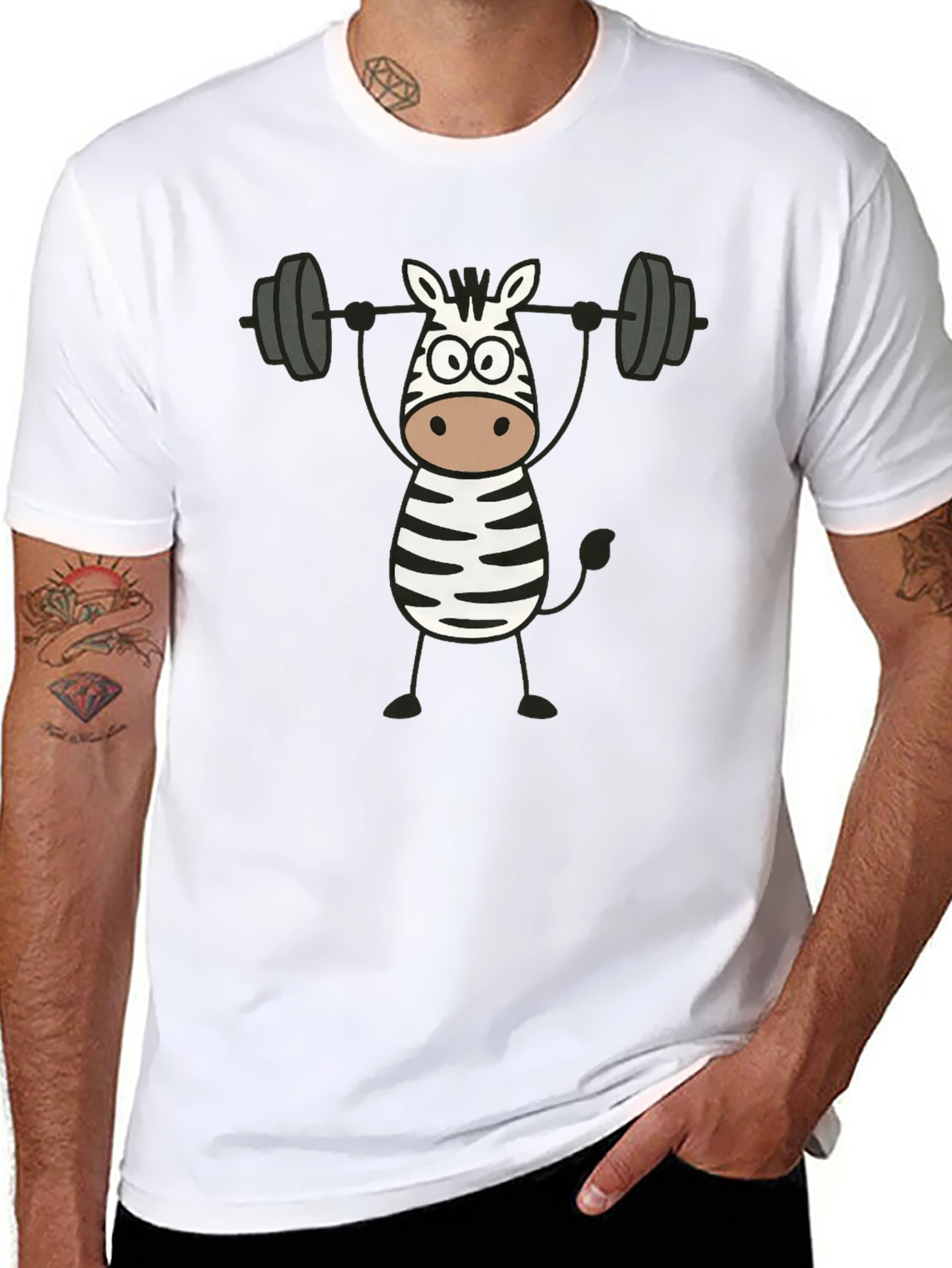 Zebra Weightlifting Black Graphic T-Shirt