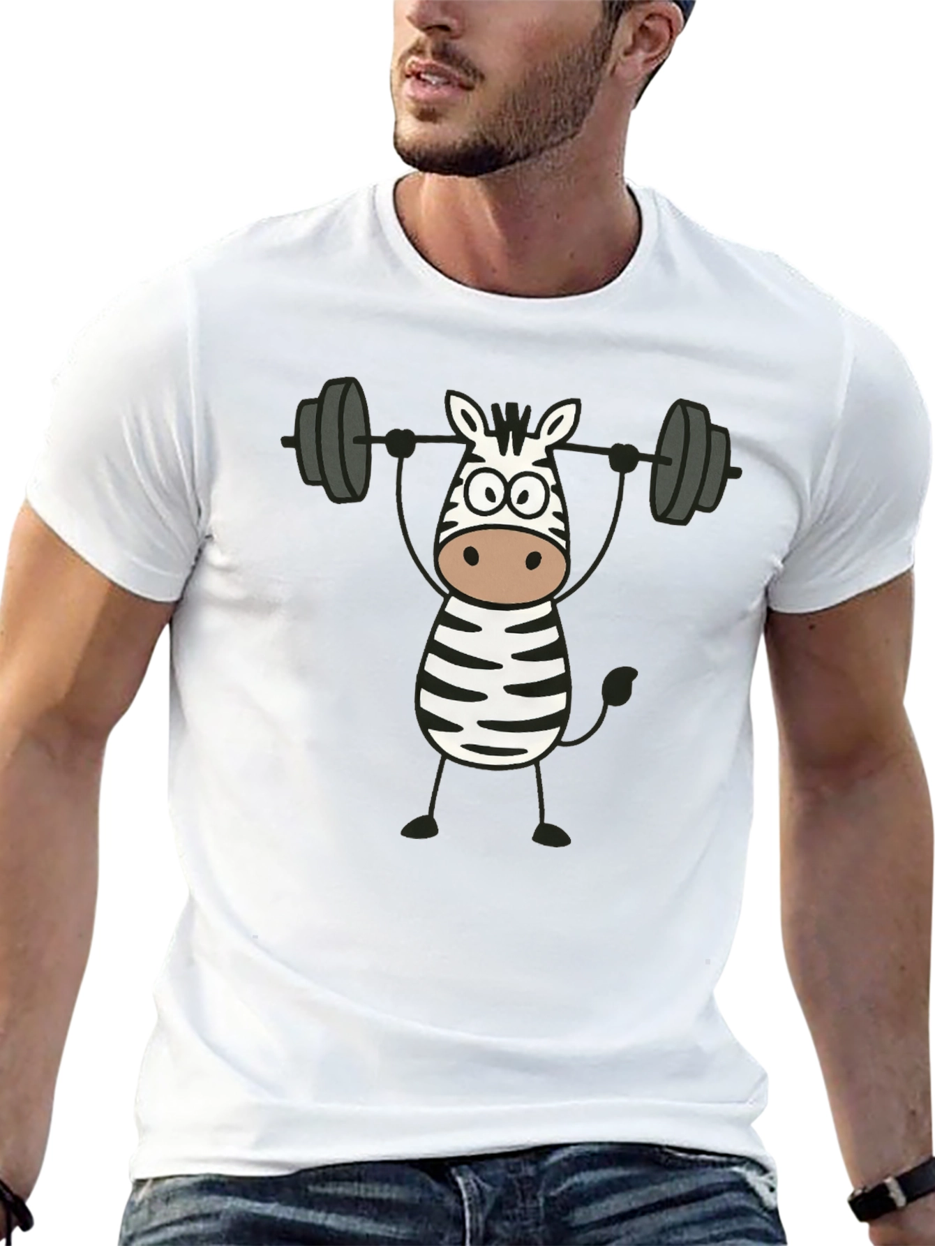 Zebra Weightlifting Black Graphic T-Shirt