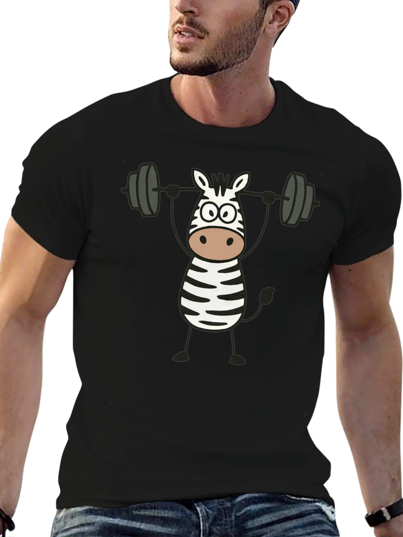 Zebra Weightlifting Black Graphic T-Shirt