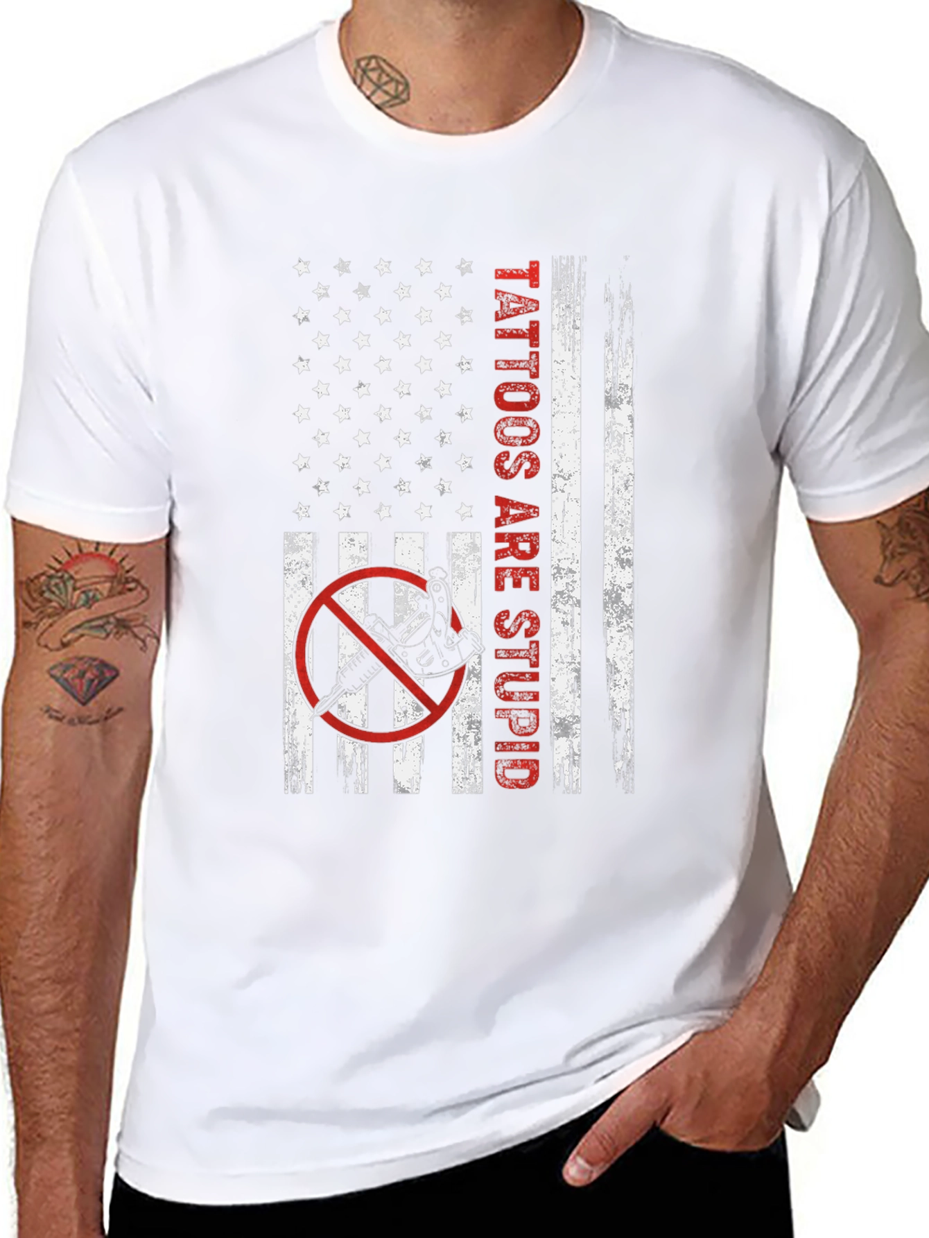 Anti-Tattoo American Flag Graphic Tee