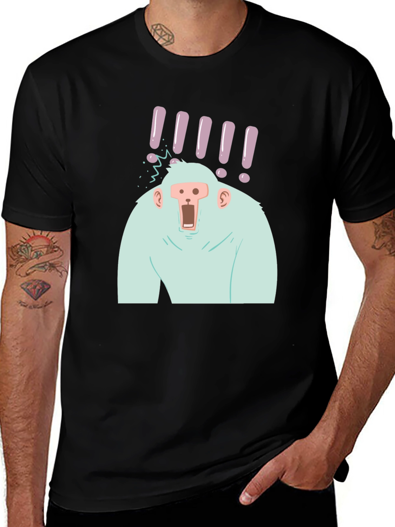 Shocked Ape Graphic Tee - Black Cotton T-Shirt