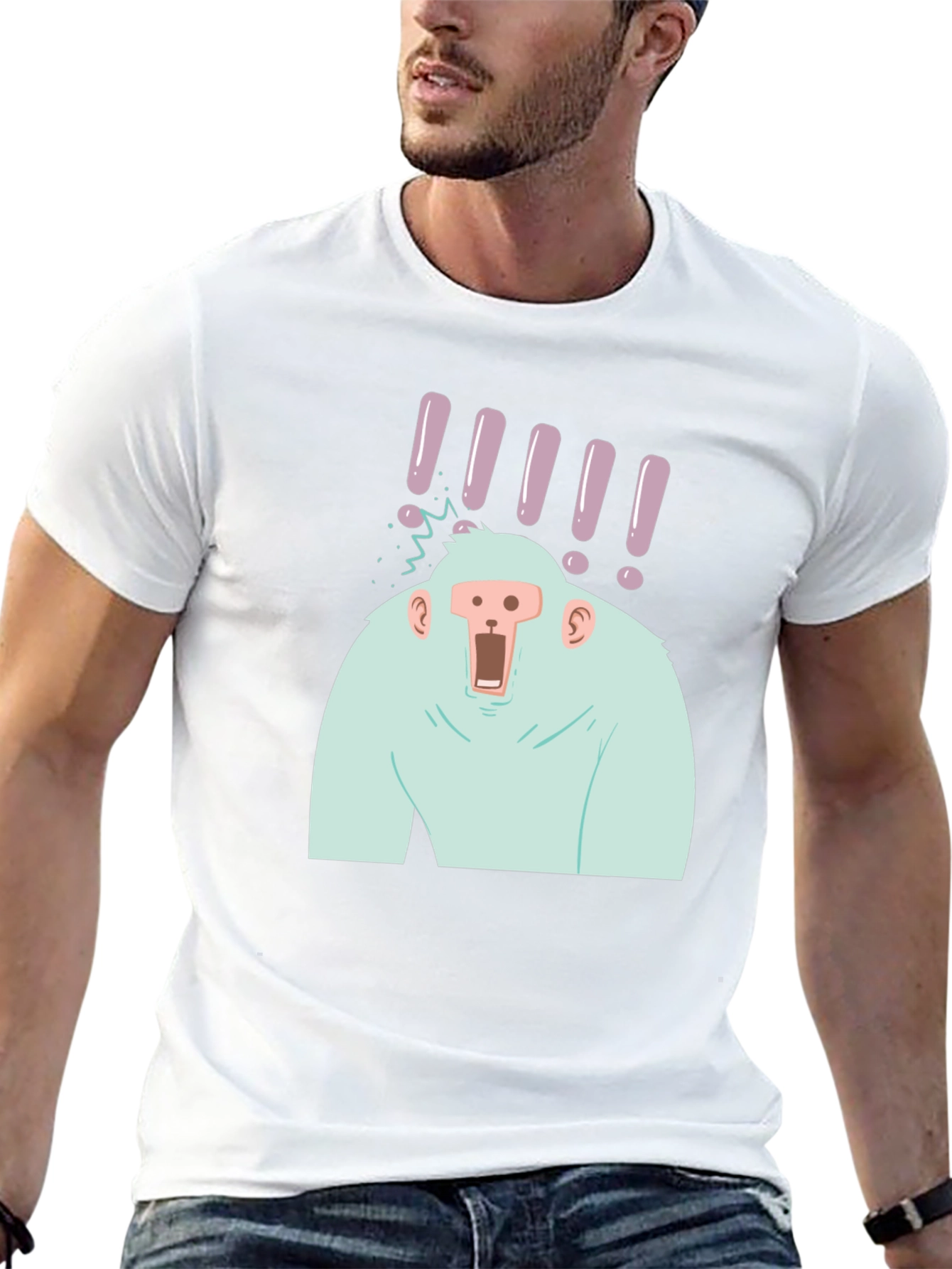 Shocked Ape Graphic Tee - Black Cotton T-Shirt