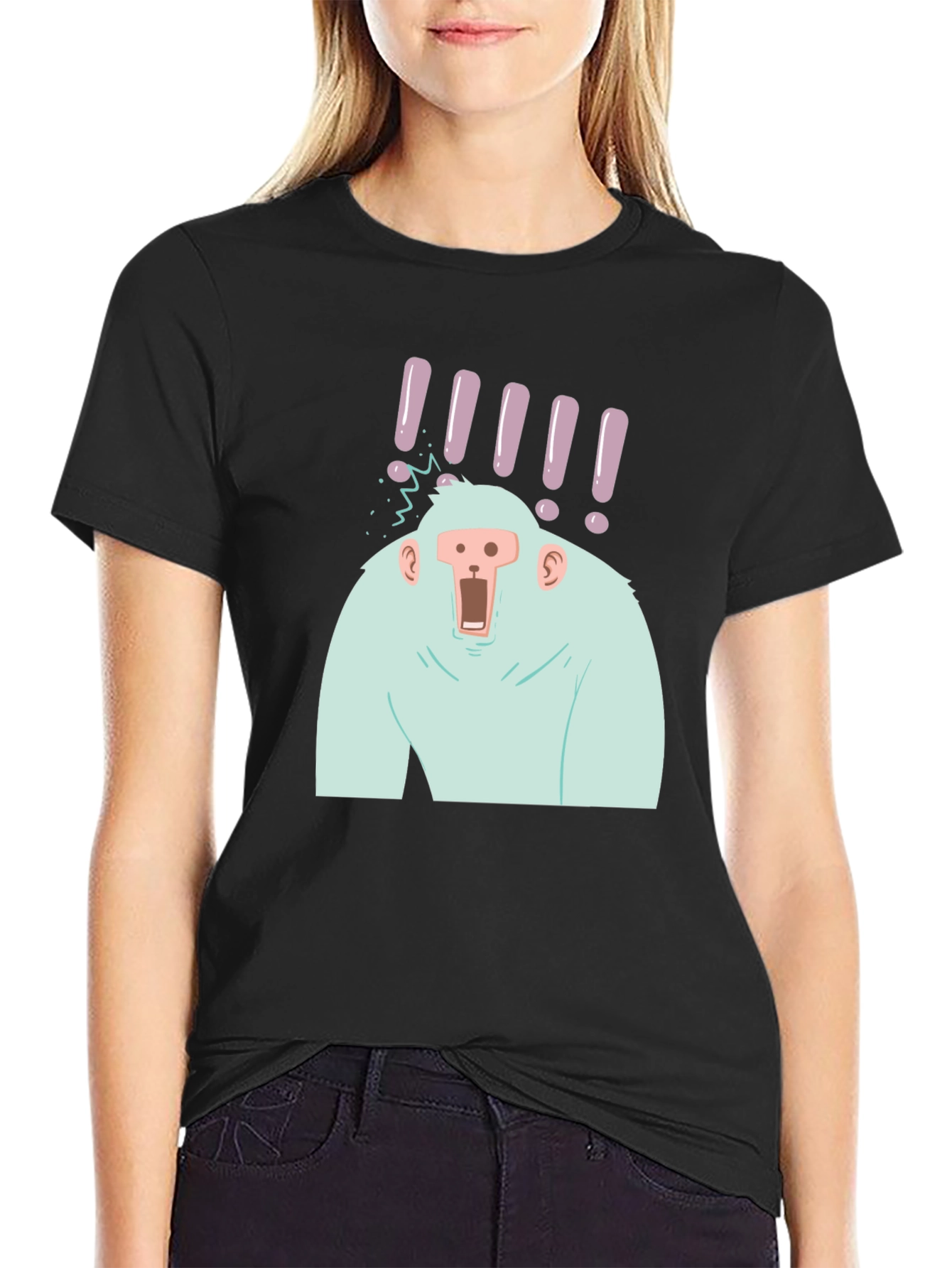 Shocked Ape Graphic Tee - Black Cotton T-Shirt
