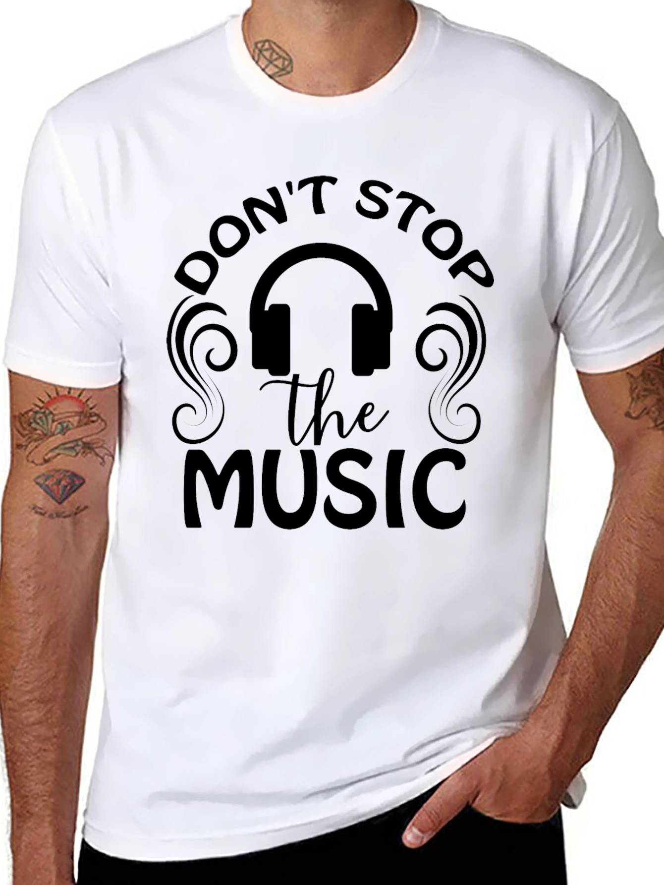 Dont Stop the Music Black Graphic T-Shirt