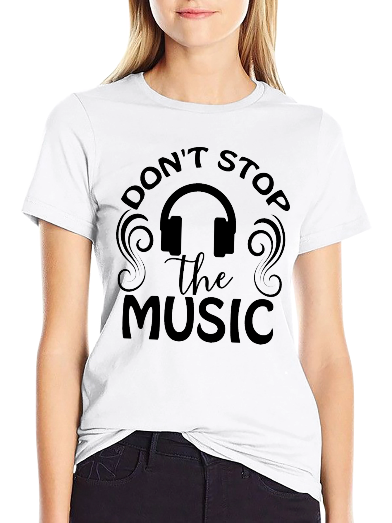 Dont Stop the Music Black Graphic T-Shirt