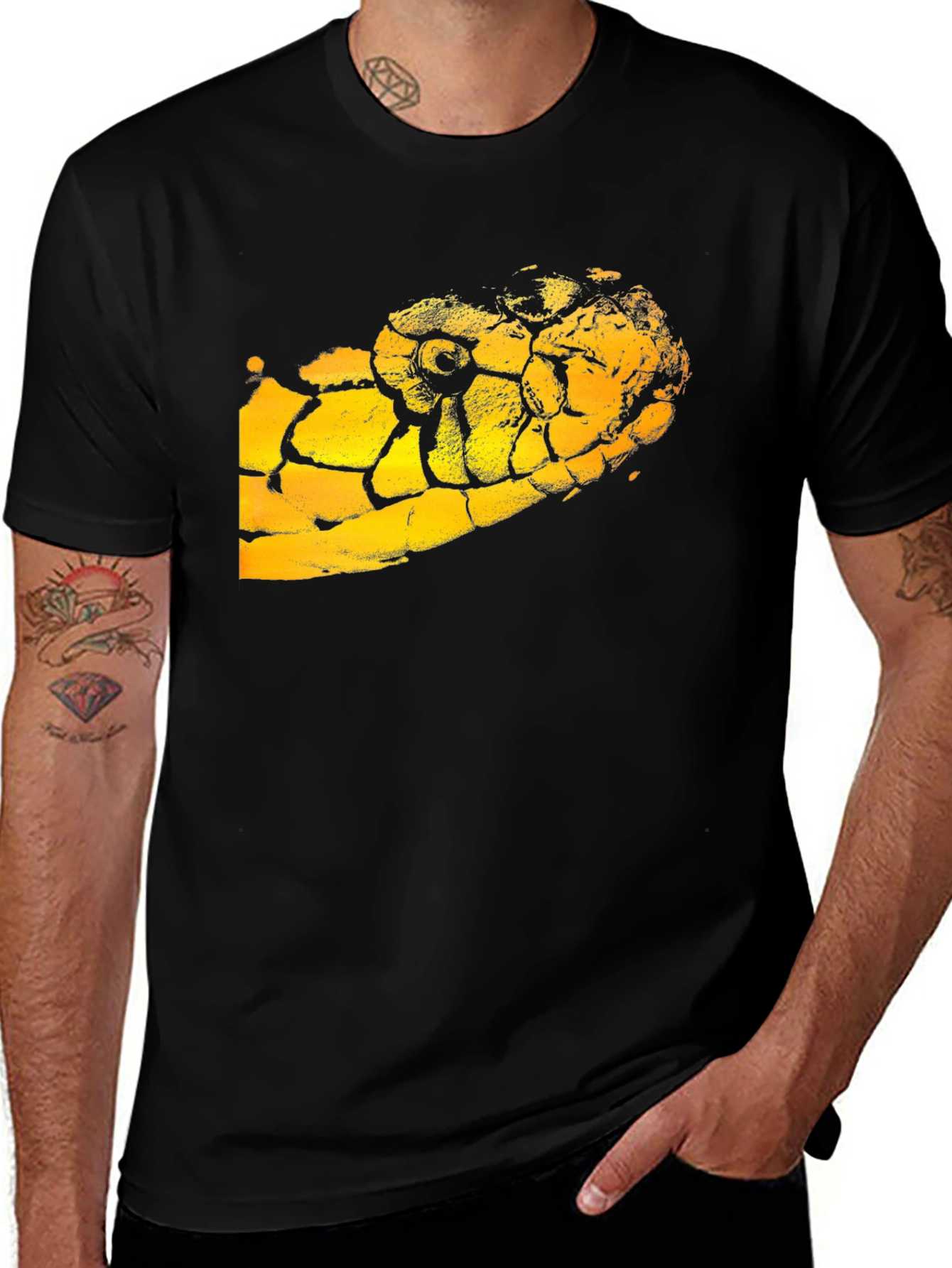 Black T-Shirt with Snake Graphic