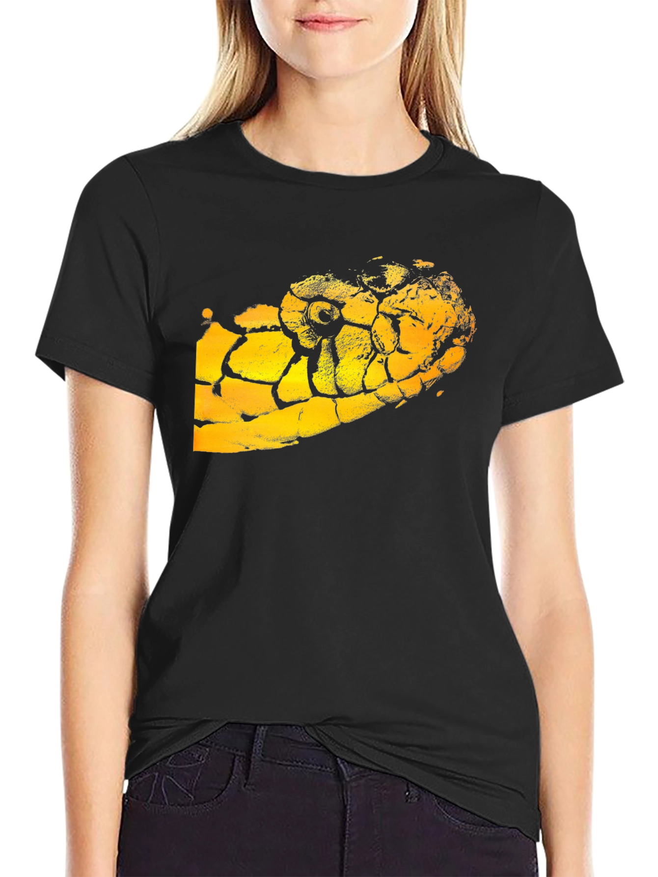 Black T-Shirt with Snake Graphic