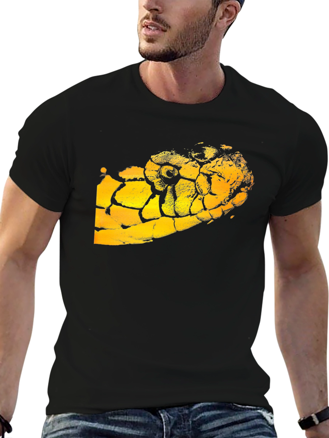 Black T-Shirt with Snake Graphic