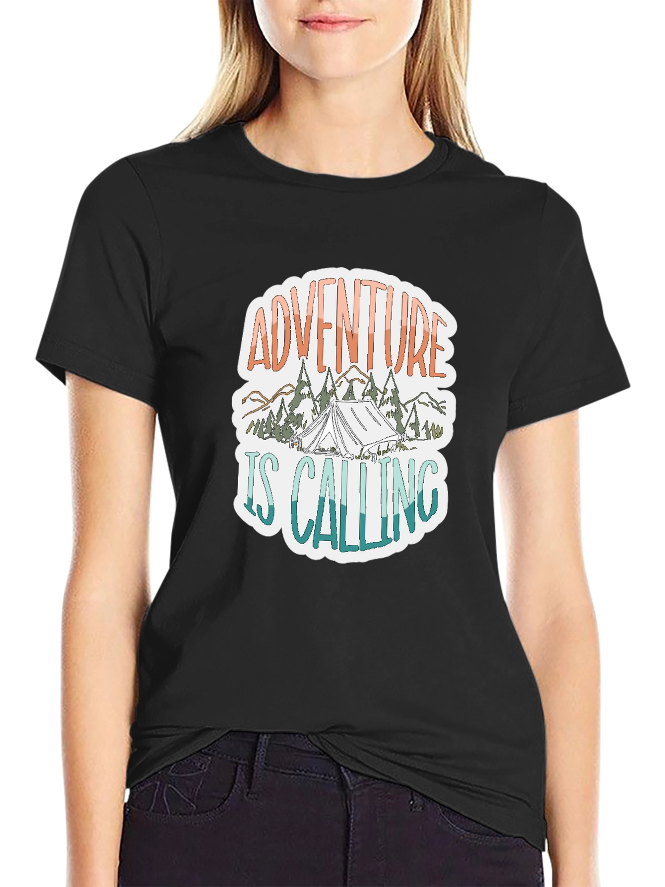 Adventure is Calling Graphic Tee - Black