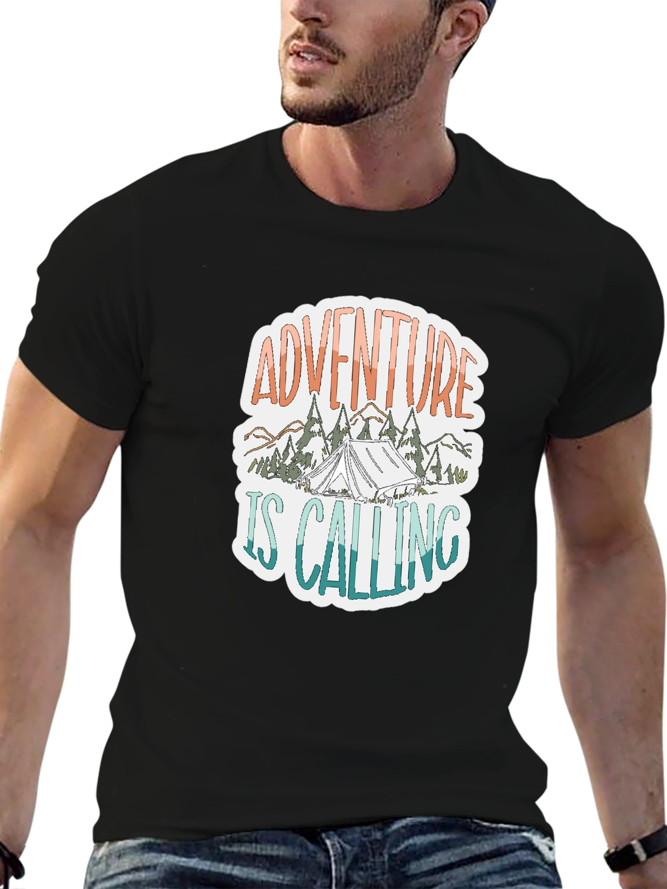 Adventure is Calling Graphic Tee - Black