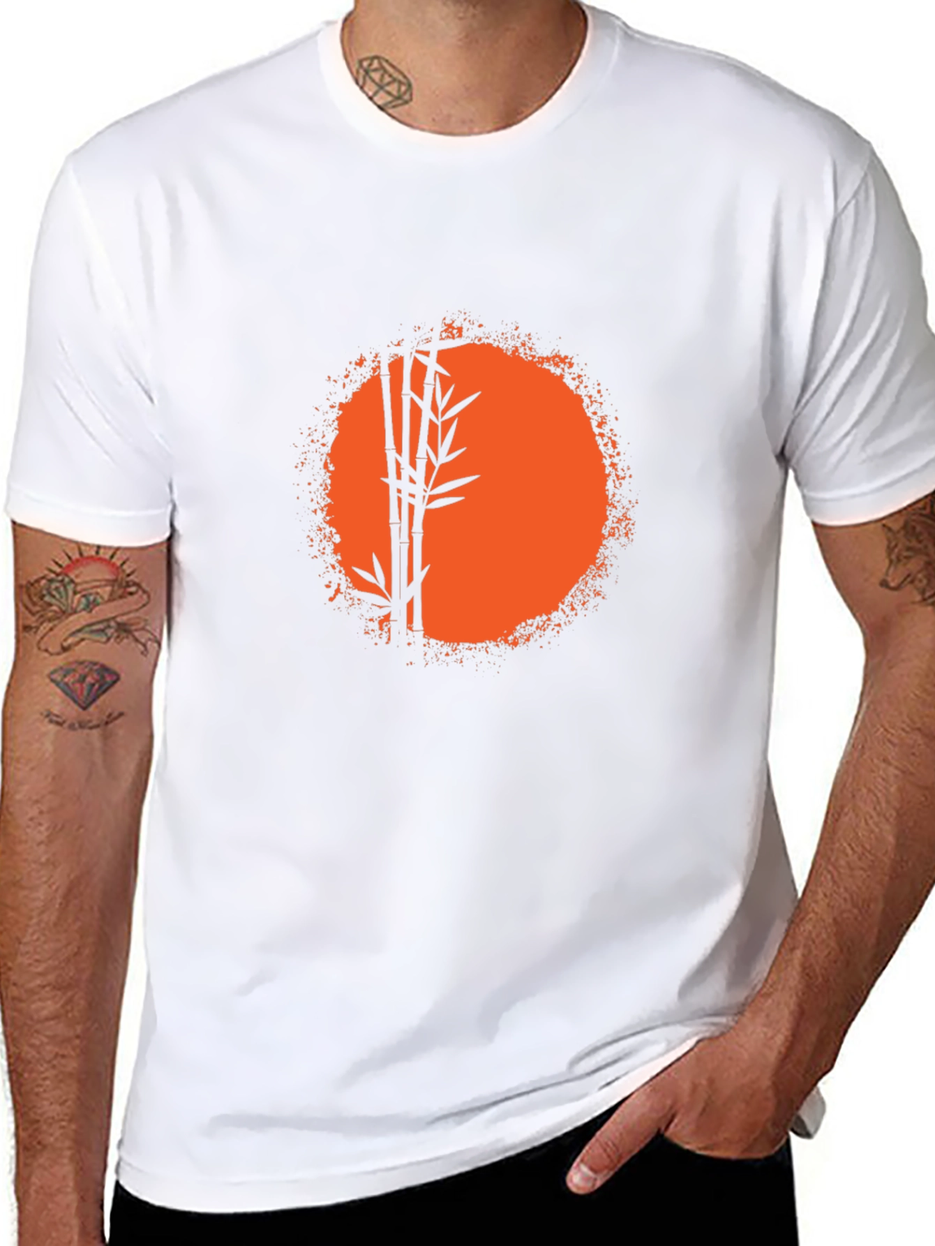 Bamboo Sunset Graphic Tee - Relaxed Fit Black T-Shirt