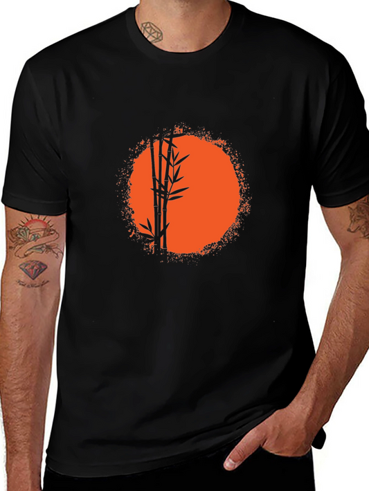 Bamboo Sunset Graphic Tee - Relaxed Fit Black T-Shirt