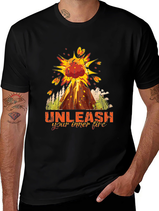 Unleash Inner Fire Volcano Graphic T-Shirt