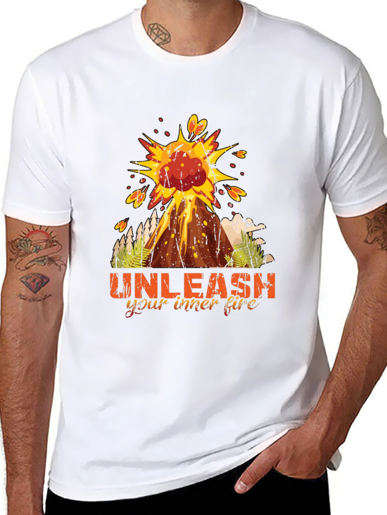 Unleash Inner Fire Volcano Graphic T-Shirt